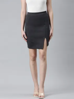 Women Grey Solid Pencil Skirt