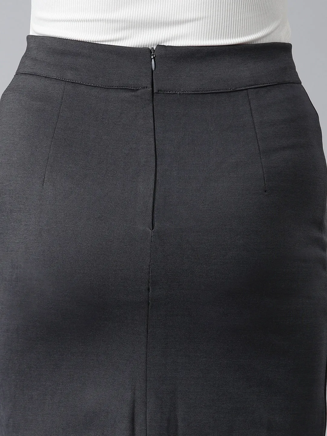 Women Grey Solid Pencil Skirt