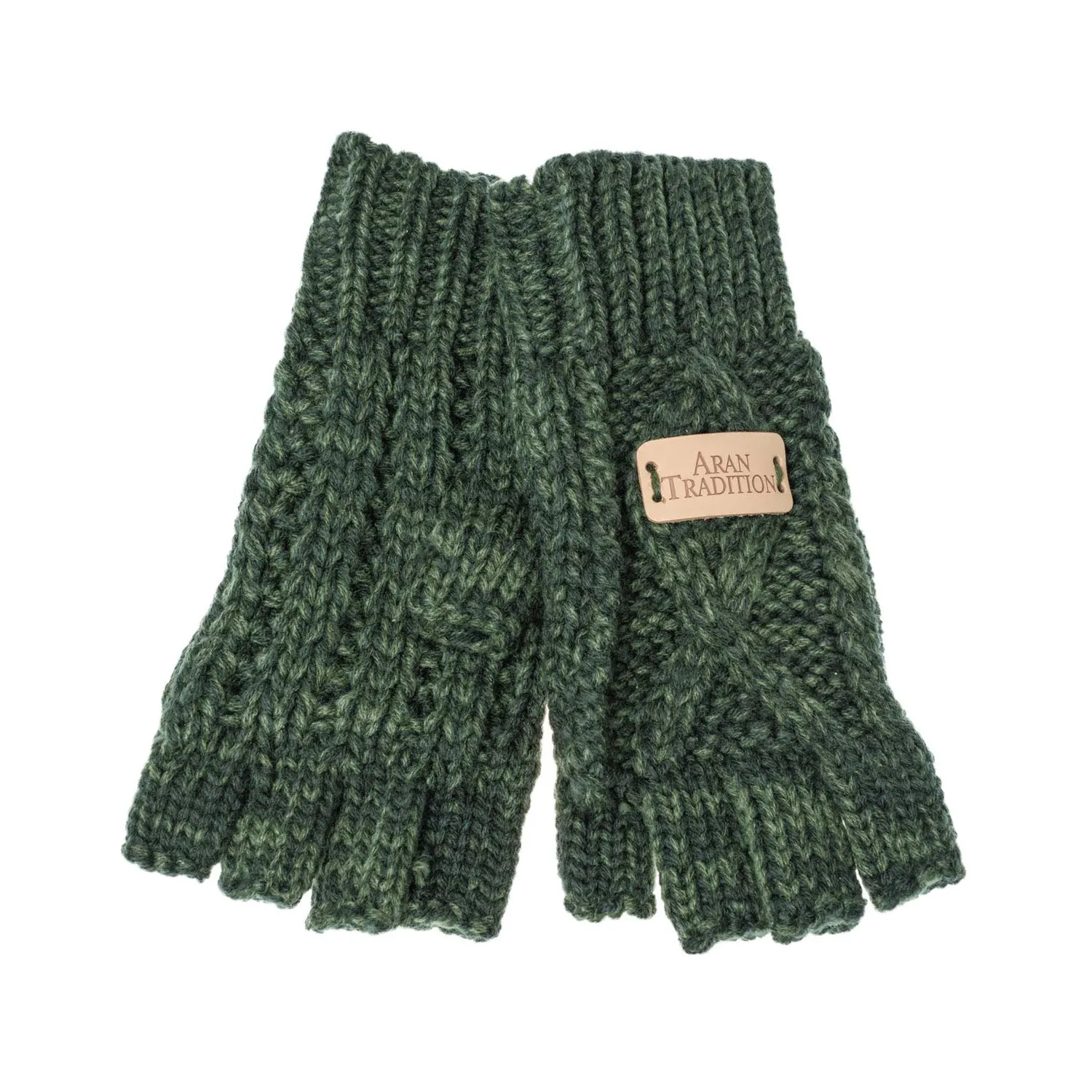 Women's Aran Traditions Cable Fingerles  Dark Green