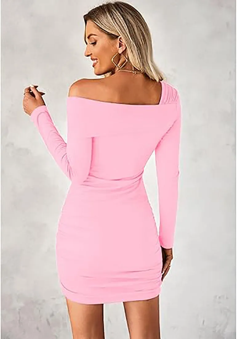 Women's Bodycon One Shoulder Long Sleeve Sexy Short Dress