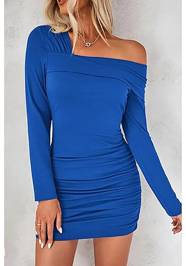 Women's Bodycon One Shoulder Long Sleeve Sexy Short Dress