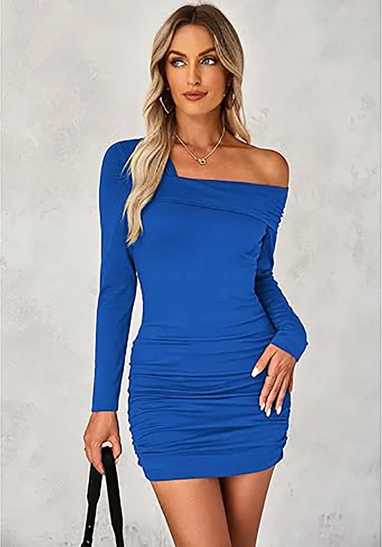 Women's Bodycon One Shoulder Long Sleeve Sexy Short Dress