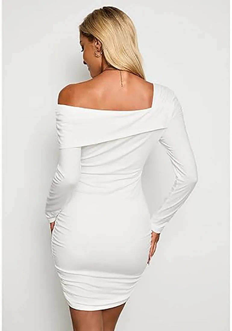 Women's Bodycon One Shoulder Long Sleeve Sexy Short Dress