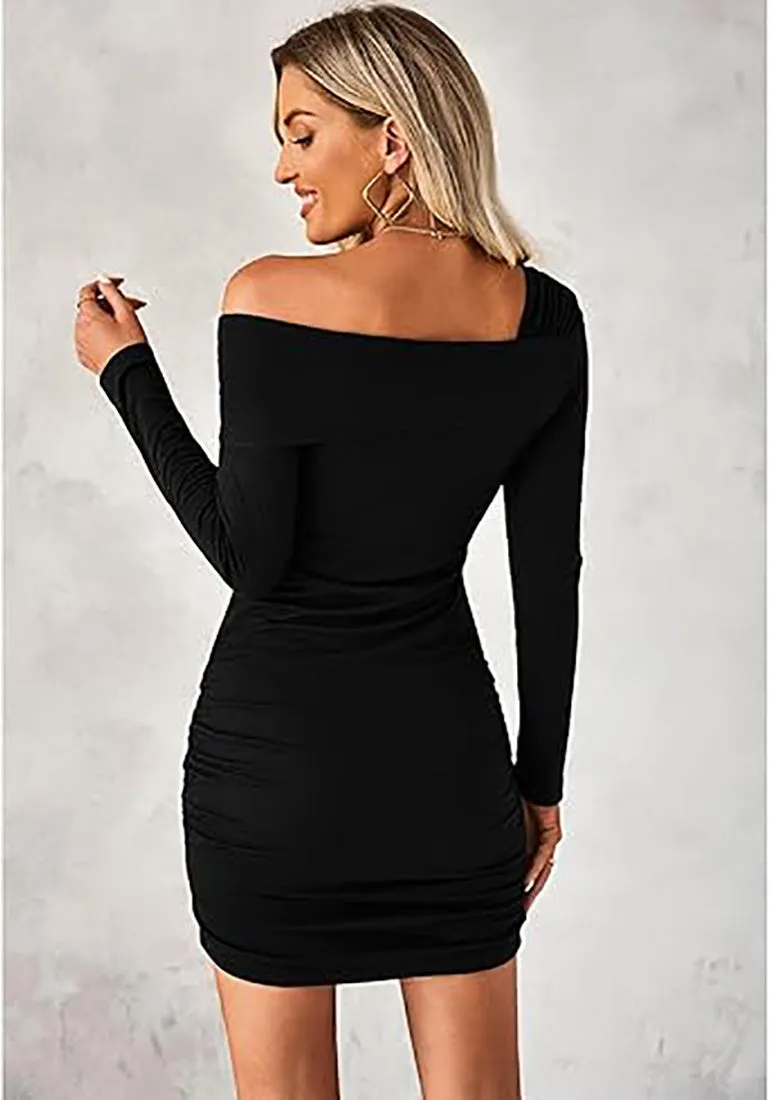 Women's Bodycon One Shoulder Long Sleeve Sexy Short Dress