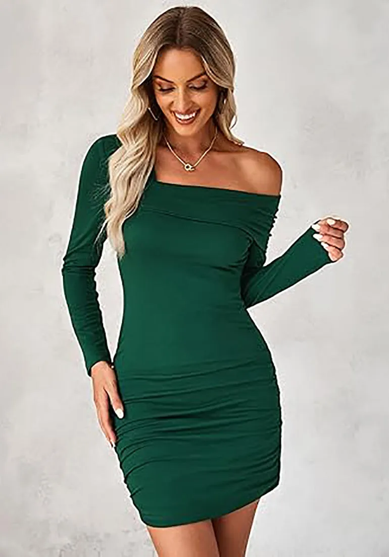 Women's Bodycon One Shoulder Long Sleeve Sexy Short Dress