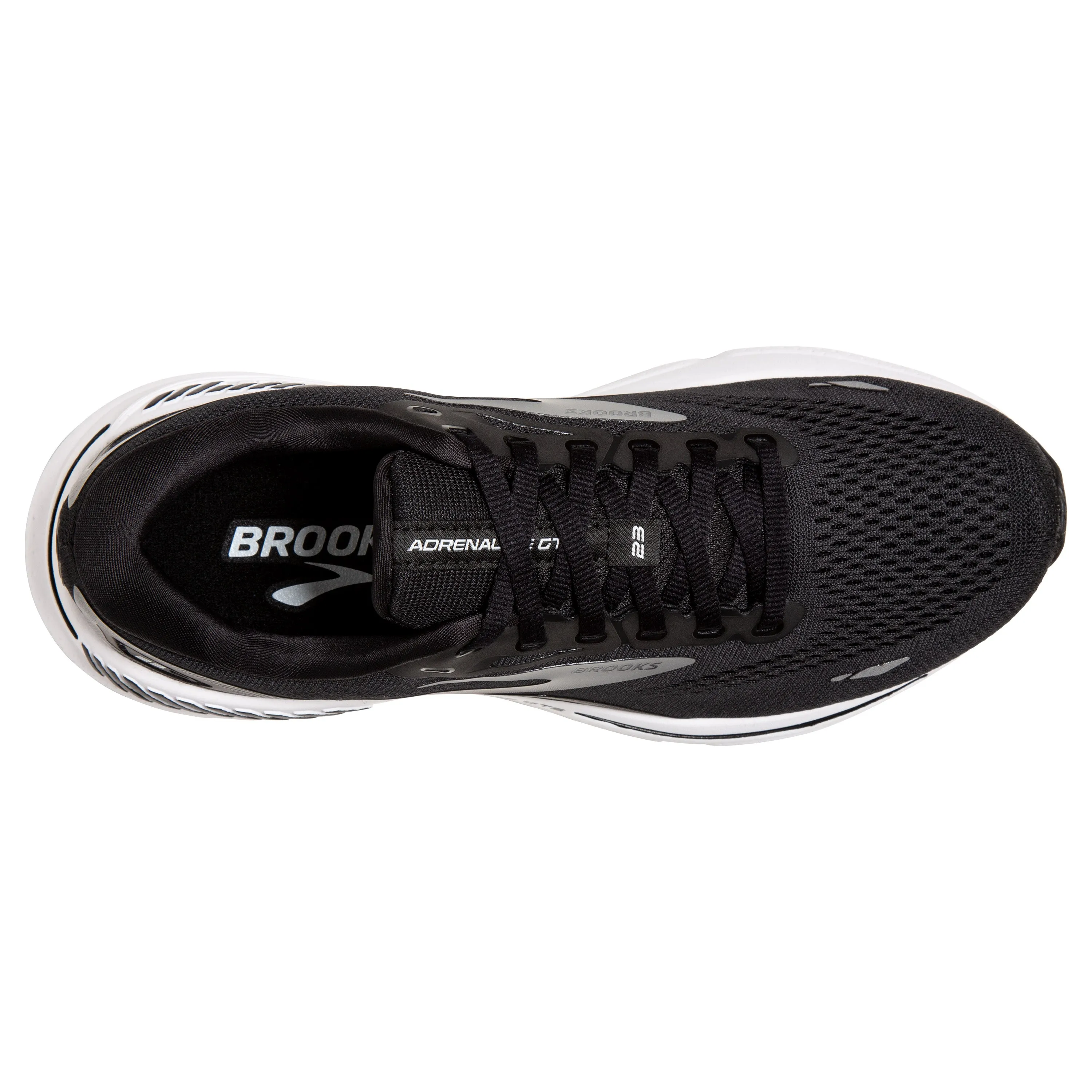 Women's Brooks Adrenaline GTS 23 Color: Black/ White/ Silver (WIDE WIDTH)