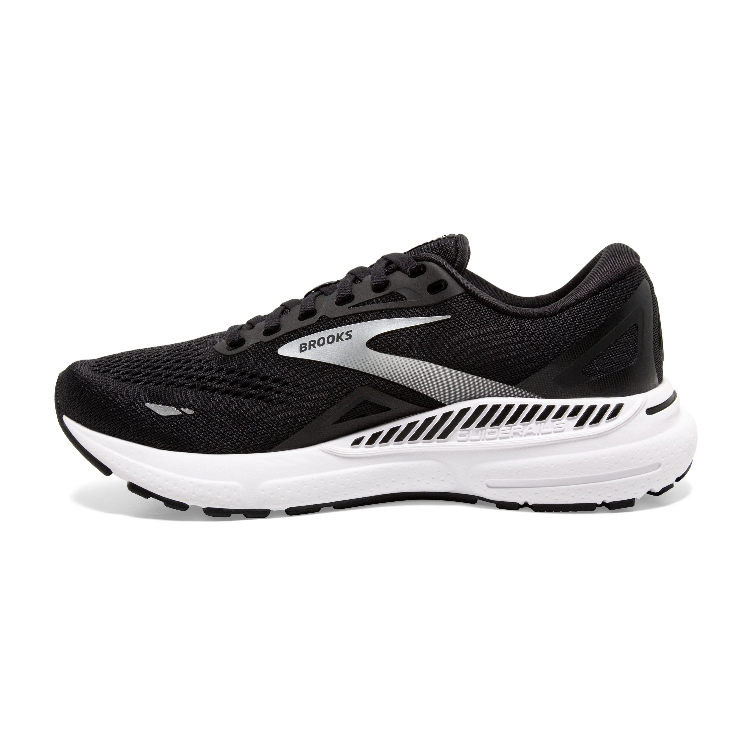 Women's Brooks Adrenaline GTS 23 Color: Black/ White/ Silver (WIDE WIDTH)