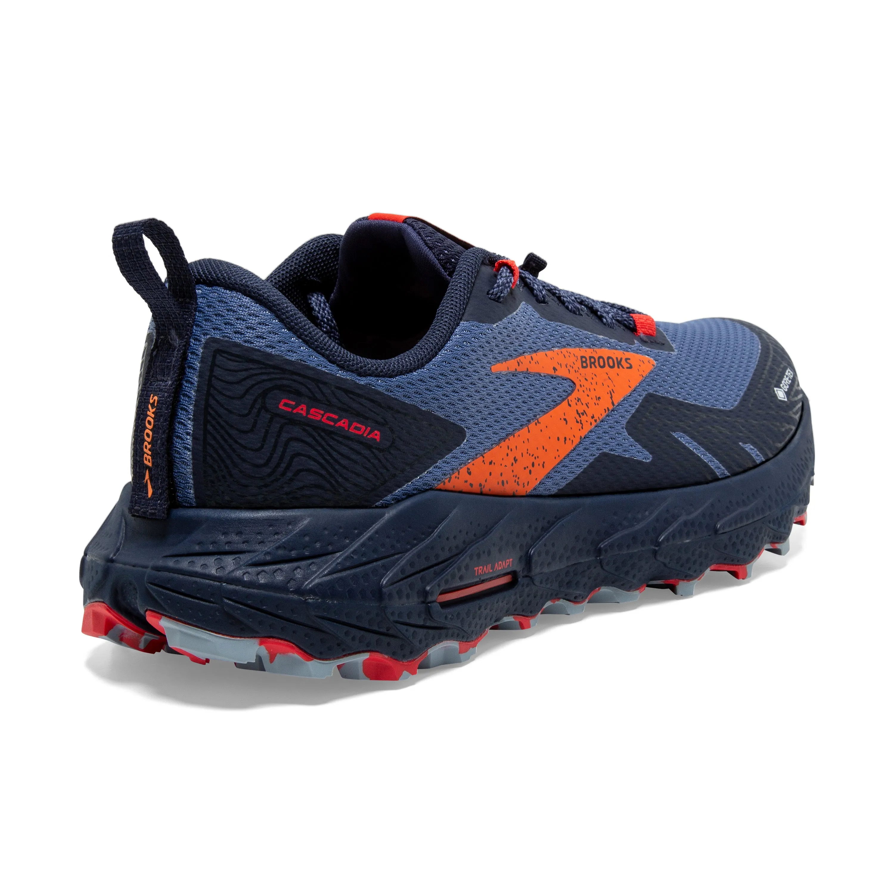 Women's Brooks Cascadia 17 GTX Color: Navy/Bittersweet/Peacoat