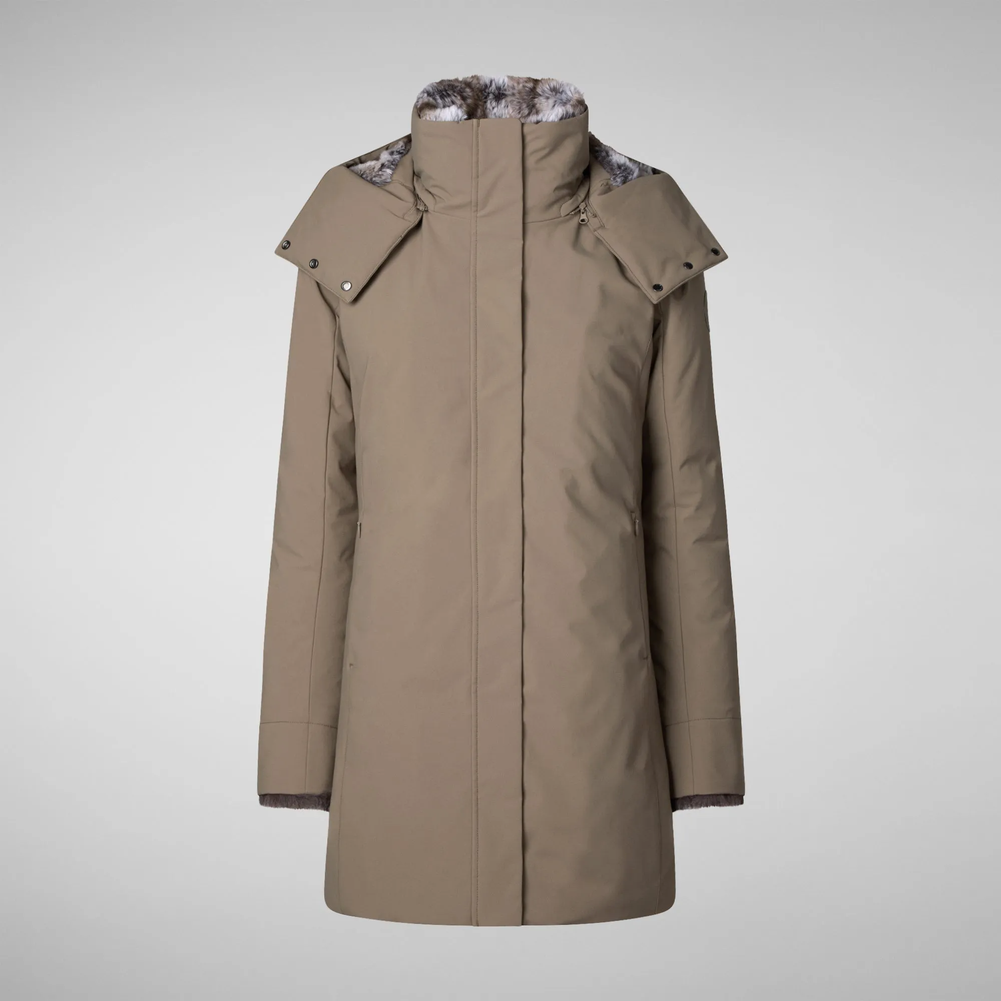 Women's hooded parka Samantah in mud grey