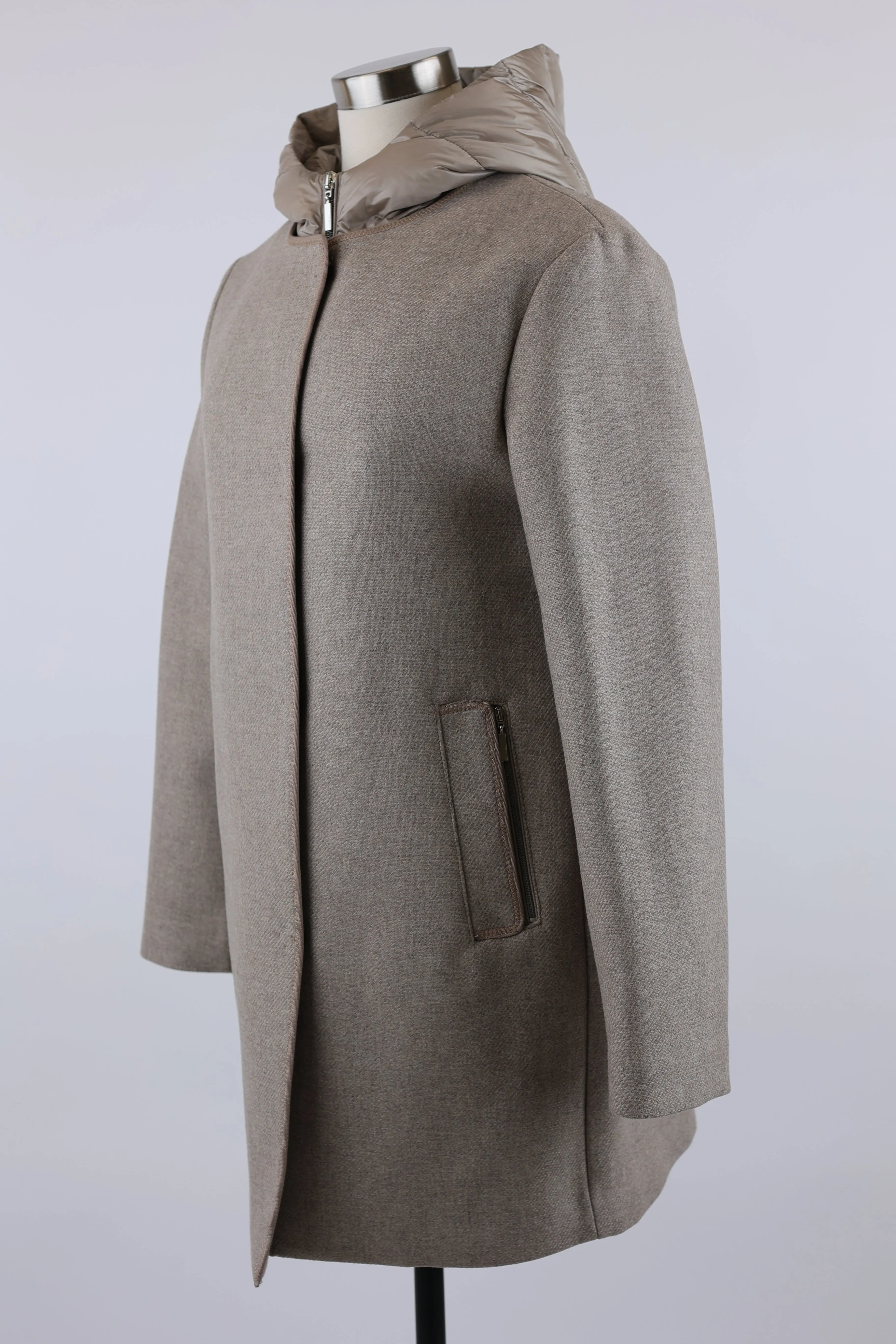 Wool Dress Coat W/ Removable Bib & Hood