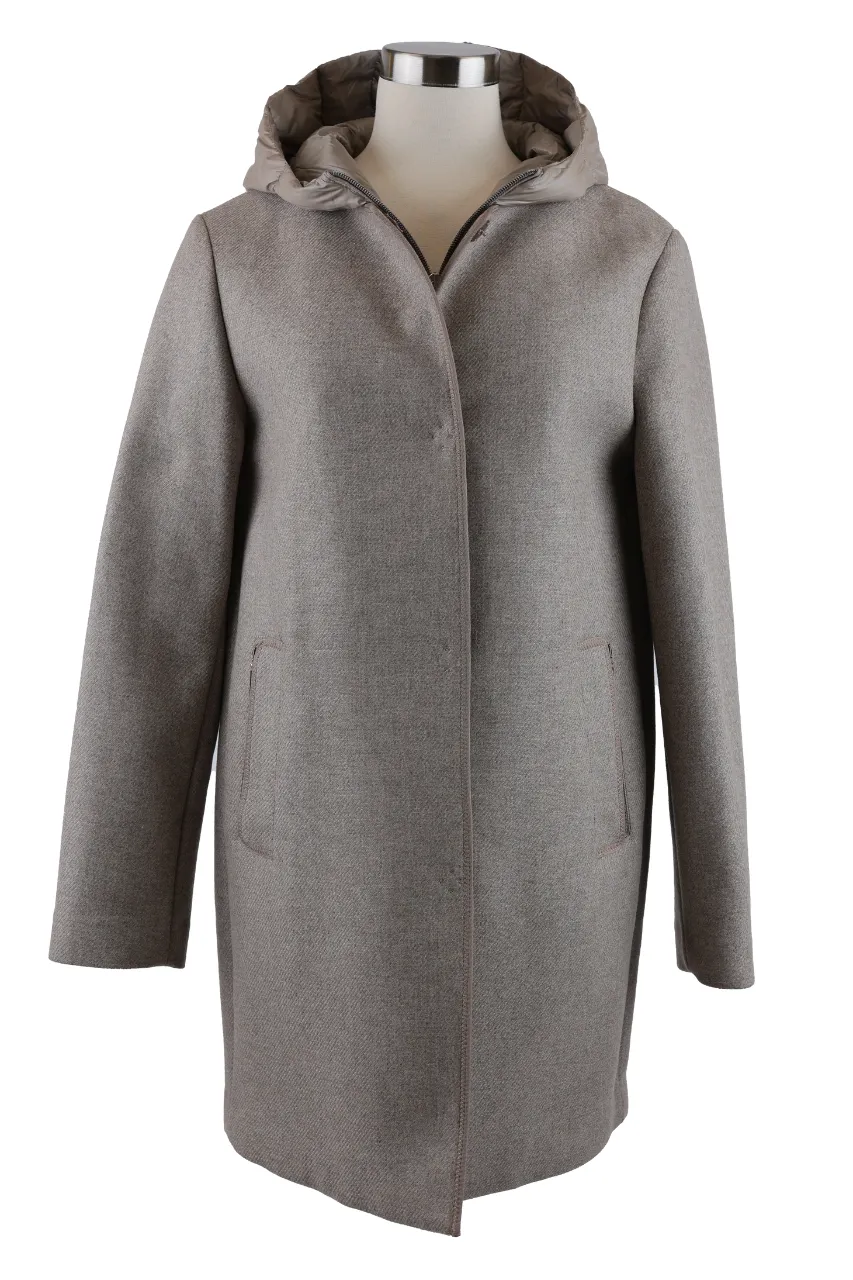 Wool Dress Coat W/ Removable Bib & Hood