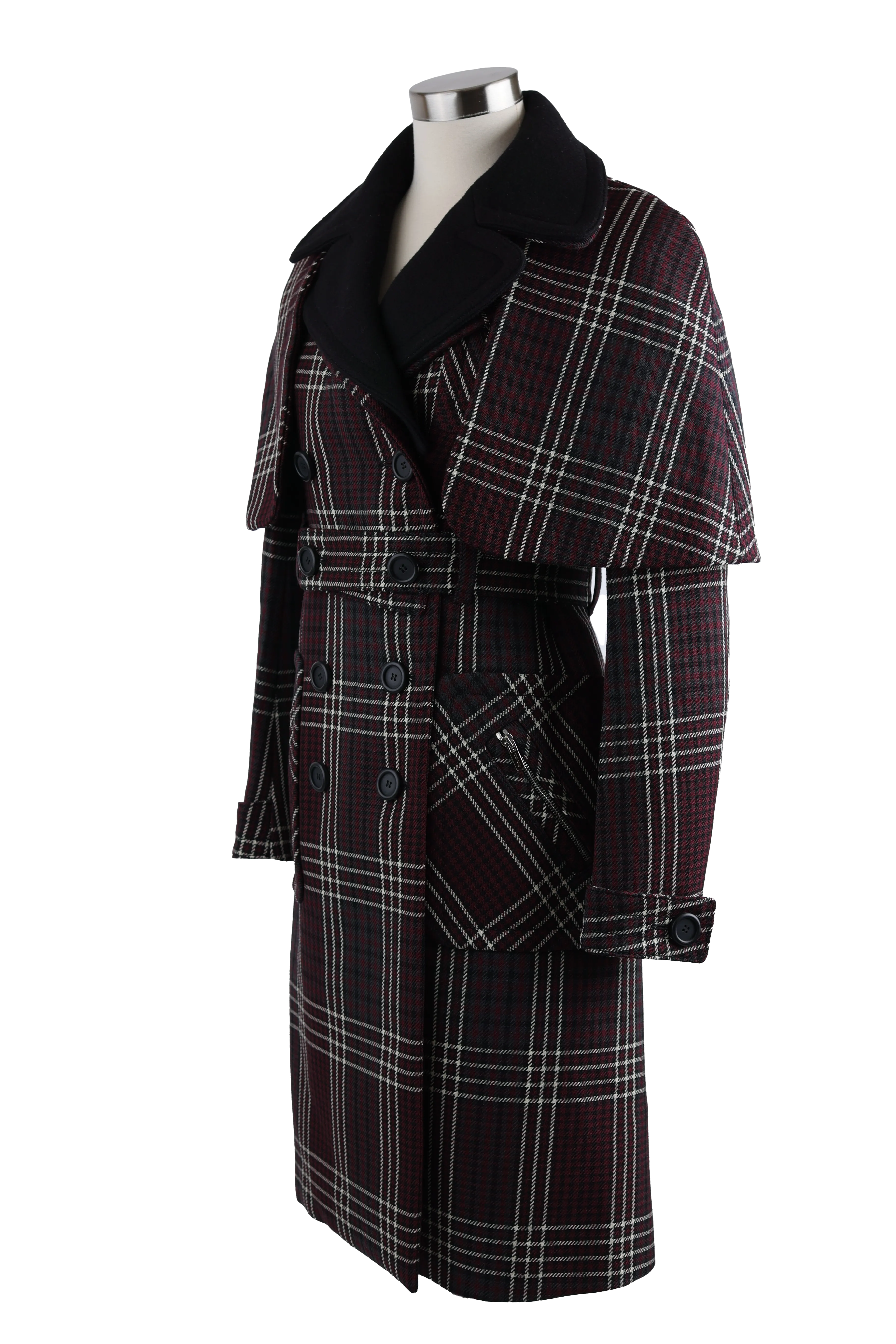 Wool Tweed Double Breasted Dress Coat