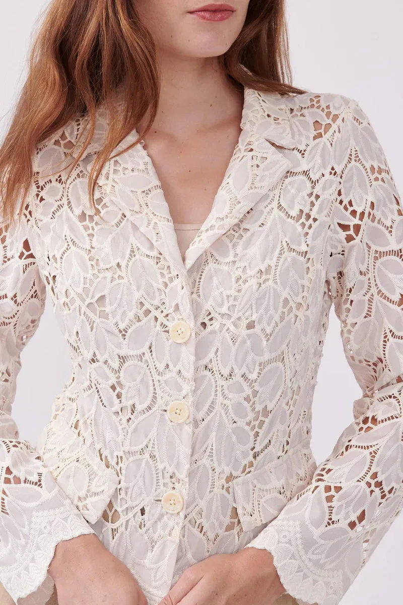 Yoana eyelet/lace shirt jacket- Ecru