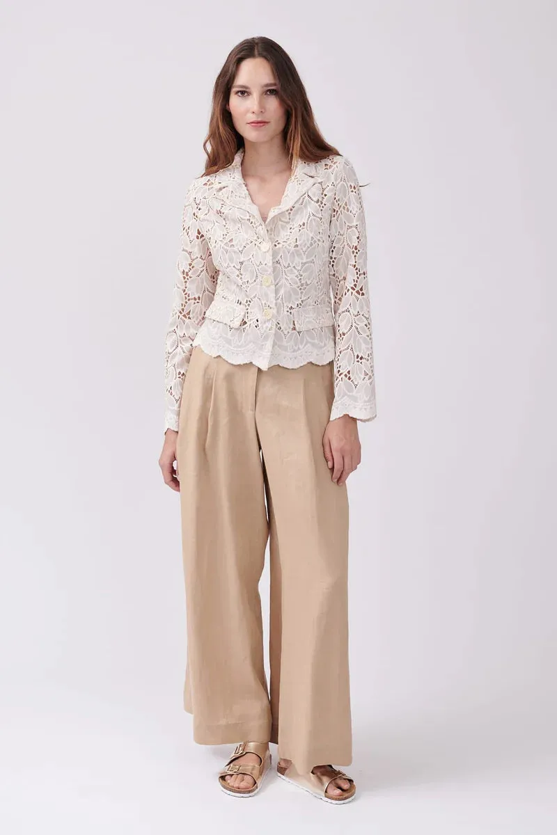 Yoana eyelet/lace shirt jacket- Ecru