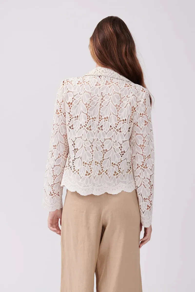 Yoana eyelet/lace shirt jacket- Ecru