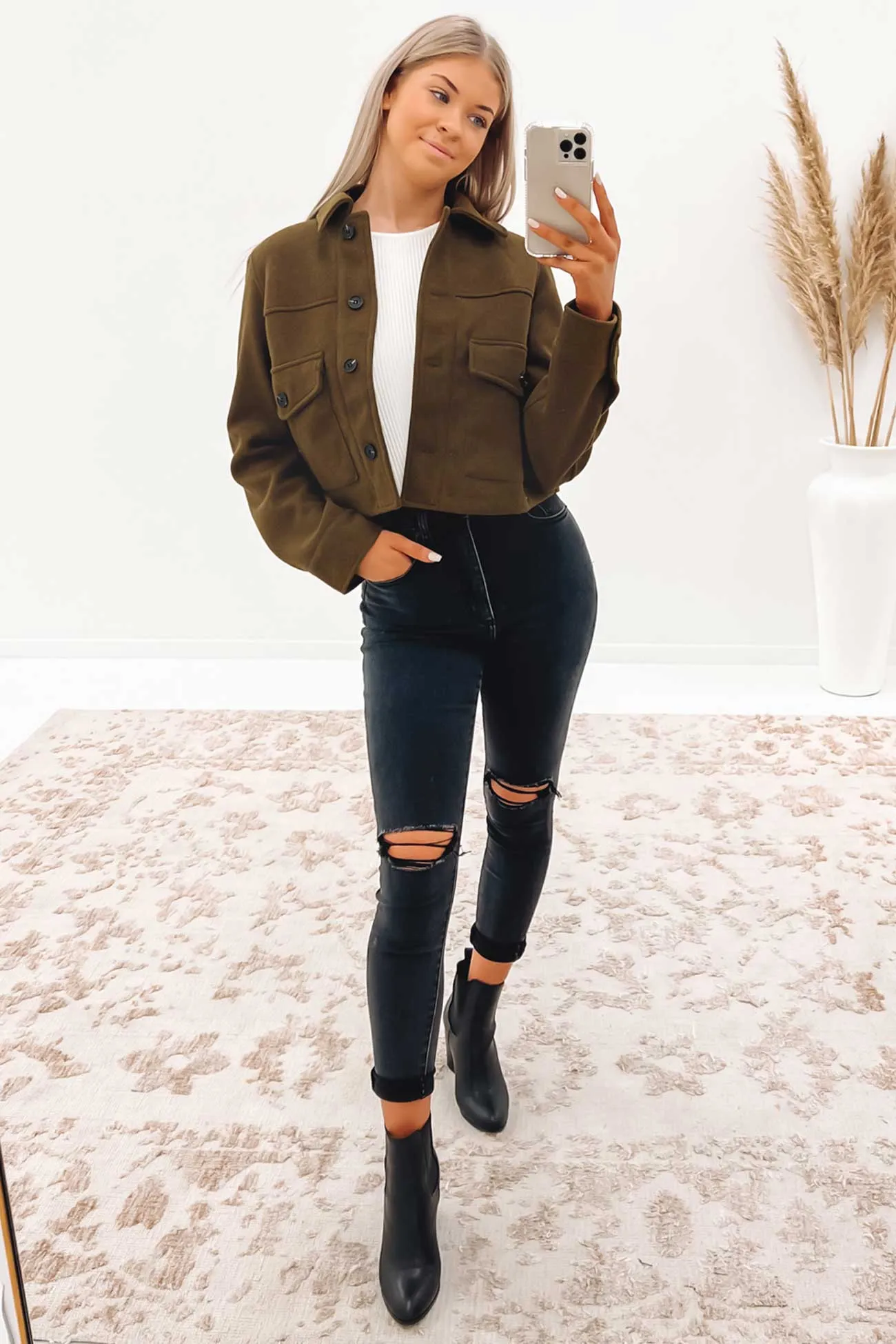 Zeina Crop Jacket Olive