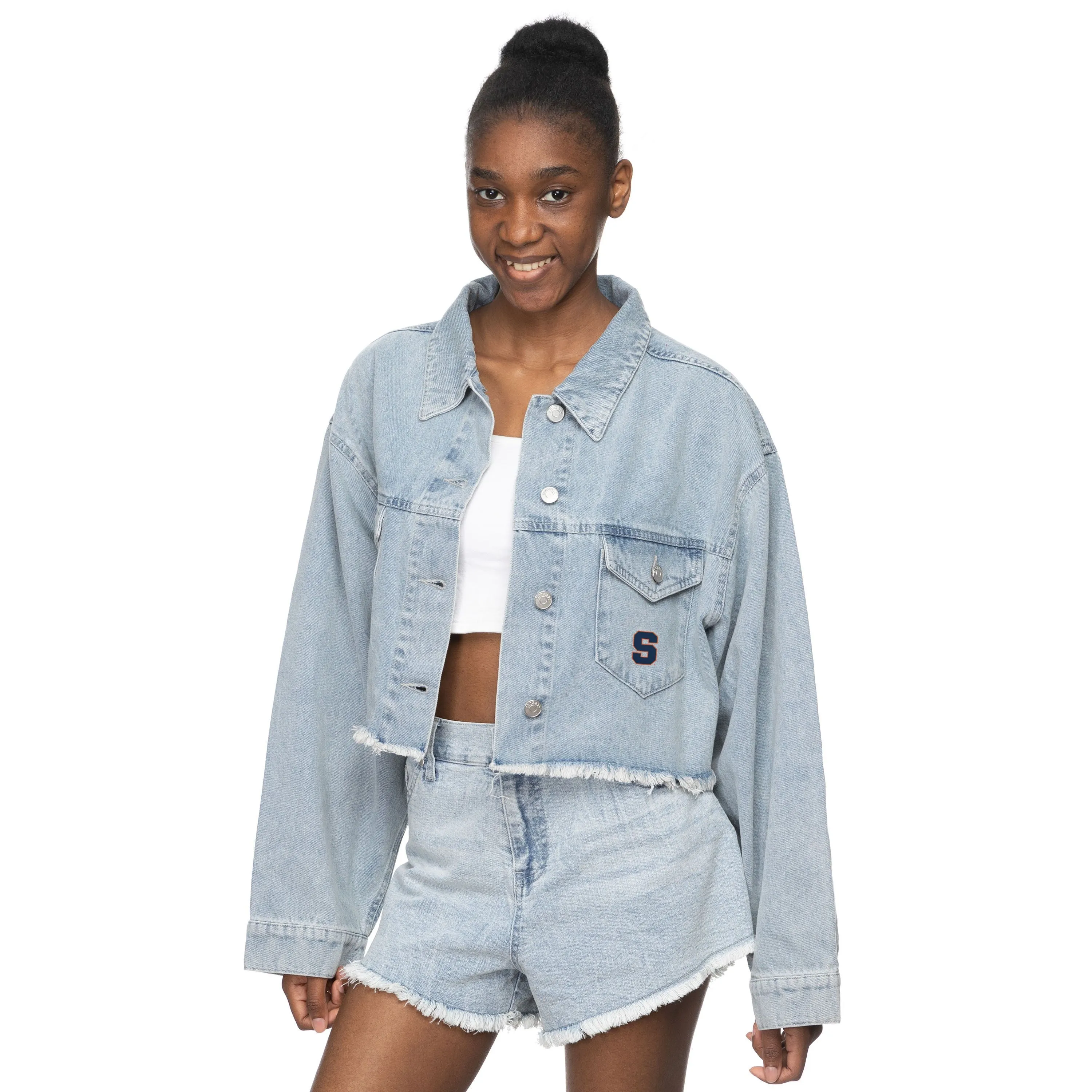 Zoozatz Women's Syracuse Denim Cropped Jacket